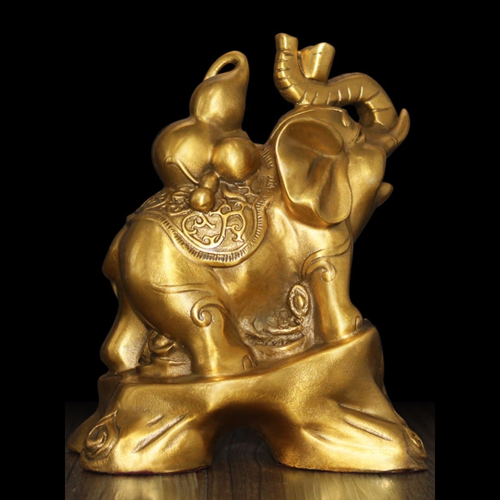 Statue Feng Shui, Statuette di Elefanti for l'arredamento casa e Ufficio, Statuette Feng Shui in Ottone, Che Portano Fortuna Salute Secondo Il(Style-b)