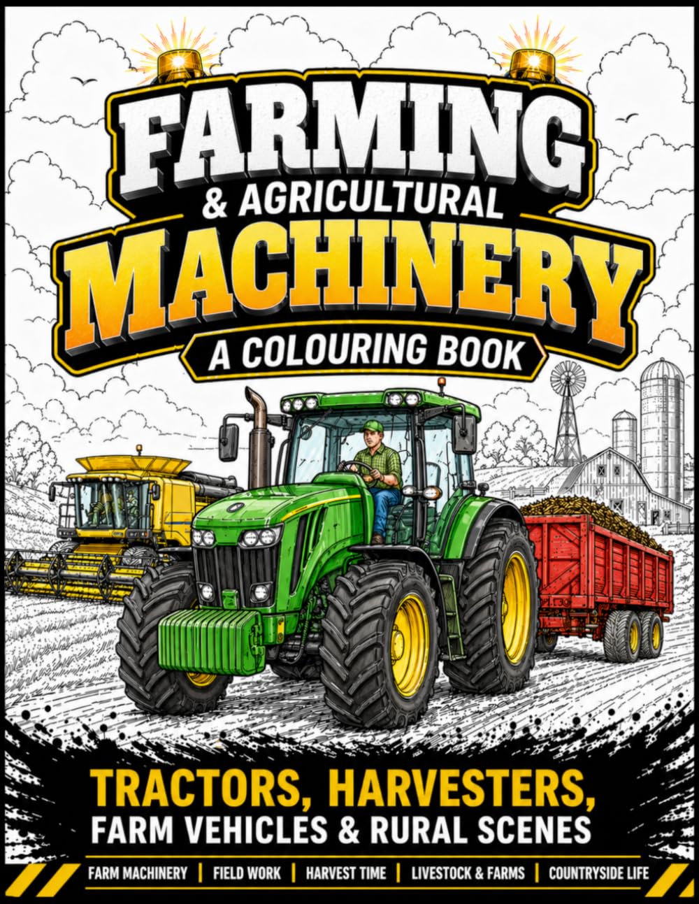 Farming and Agricultural Machinery: A Colouring Book: Tractors, Harvesters, Farm Vehicles and Rural Scenes