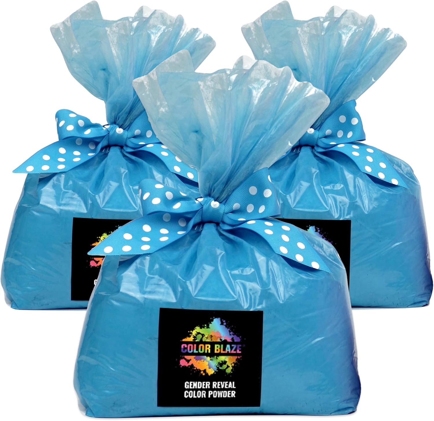 Color Blaze Baby Gender Reveal Color Powder - 15lbs of Blue Colored Powder - for Car & Motorcycle Burnout, Exhaust, Toss, Photoshoot, Party & Festivals - Pack of 3 Bags with 5 Pounds Each - Blue