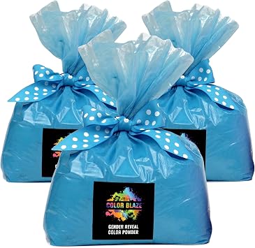 Color Blaze Baby Gender Reveal Color Powder - 15lbs of Blue Colored Powder - for Car & Motorcycle Burnout, Exhaust, Toss, Photoshoot, Party & Festivals - Pack of 3 Bags with 5 Pounds Each - Blue