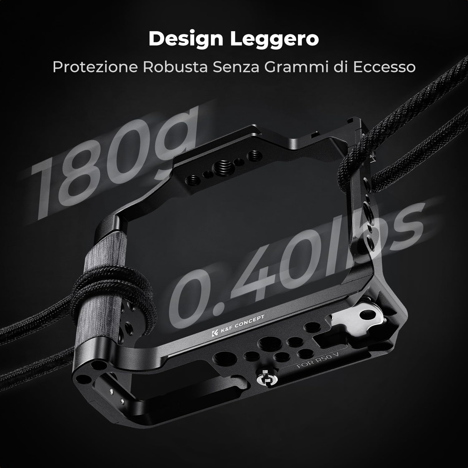K&F CONCEPT R50V Cage, Gabbia per Fotocamera per Canon R50V con Piastra a Sgancio Rapido Integrata per Arca, Guida NATO, Filettature da 3/8“ e 1/4”