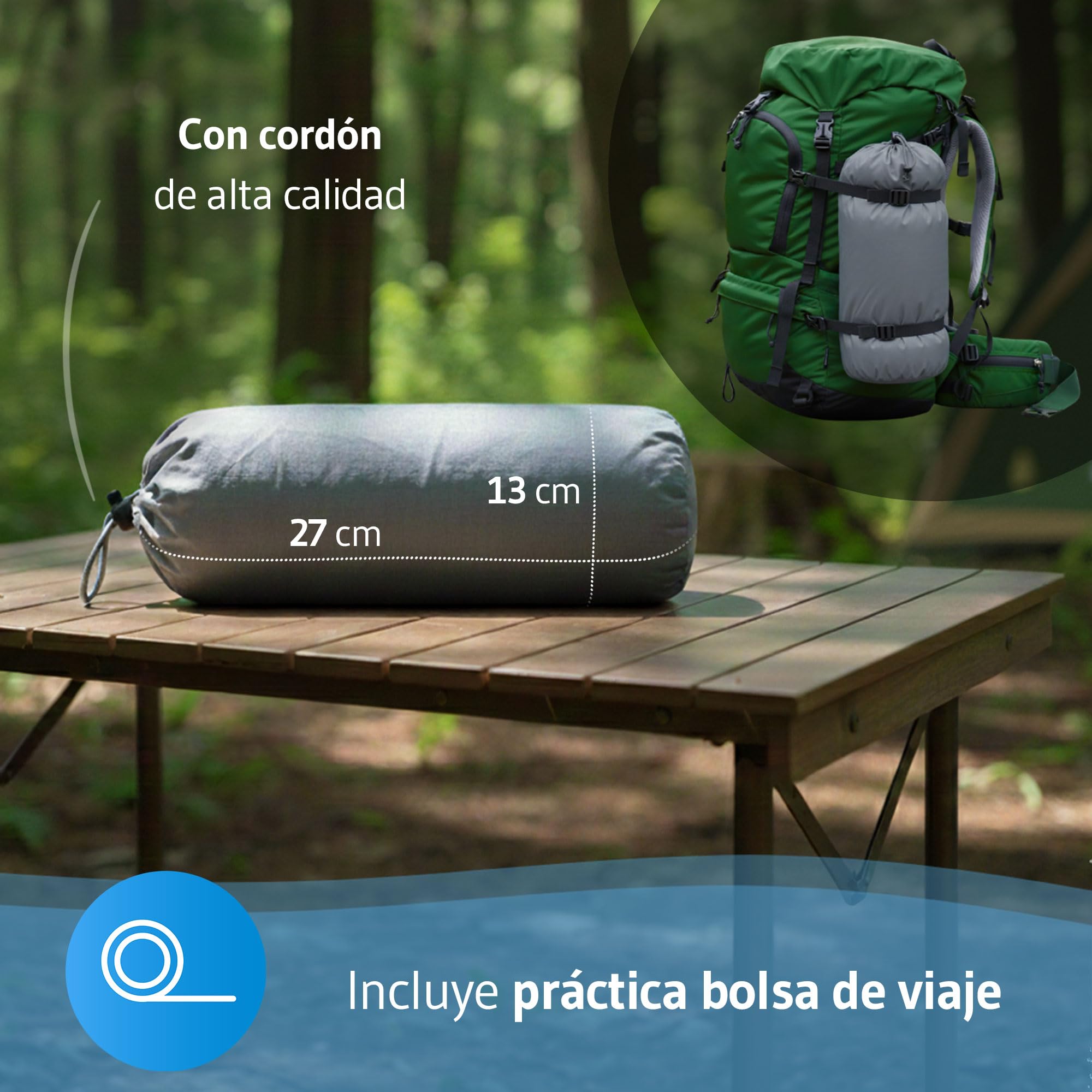 Mini almohada de viaje firme LEGAR de 25 x 30 cm, almohada cervical compacta de espuma viscoelástica, ligera y fácil de transportar con bolsa de viaje, cojín pequeño para avión y camping