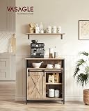 VASAGLE Meuble de Rangement, Buffet Cuisine, Commode, avec Porte Coulissante, 30 x 70 x 80 cm, Étagères Réglables, pour Salon, Marron Camel et Noir d'encre LSC089B50V1 - 2