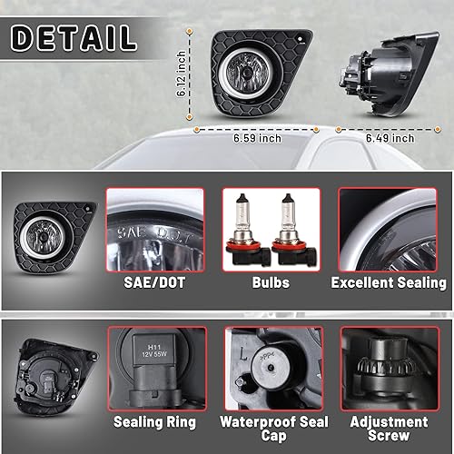Miniatura 2 de AUTOWIKI Luces antiniebla para Honda Accord 2013 2014 2015 2 puertas dr Coupé ensamblajes de lámpara de repuesto para conductor pasajero 1 par kit