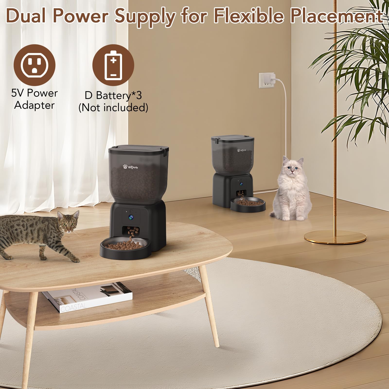 Automatic Dog & Cat Feeder,APP Controlled with Freshness Preservation, 4L Timed Cat Feeder with Timer Programmable, HD Camera for Voice and Video Recording (Black - image 7