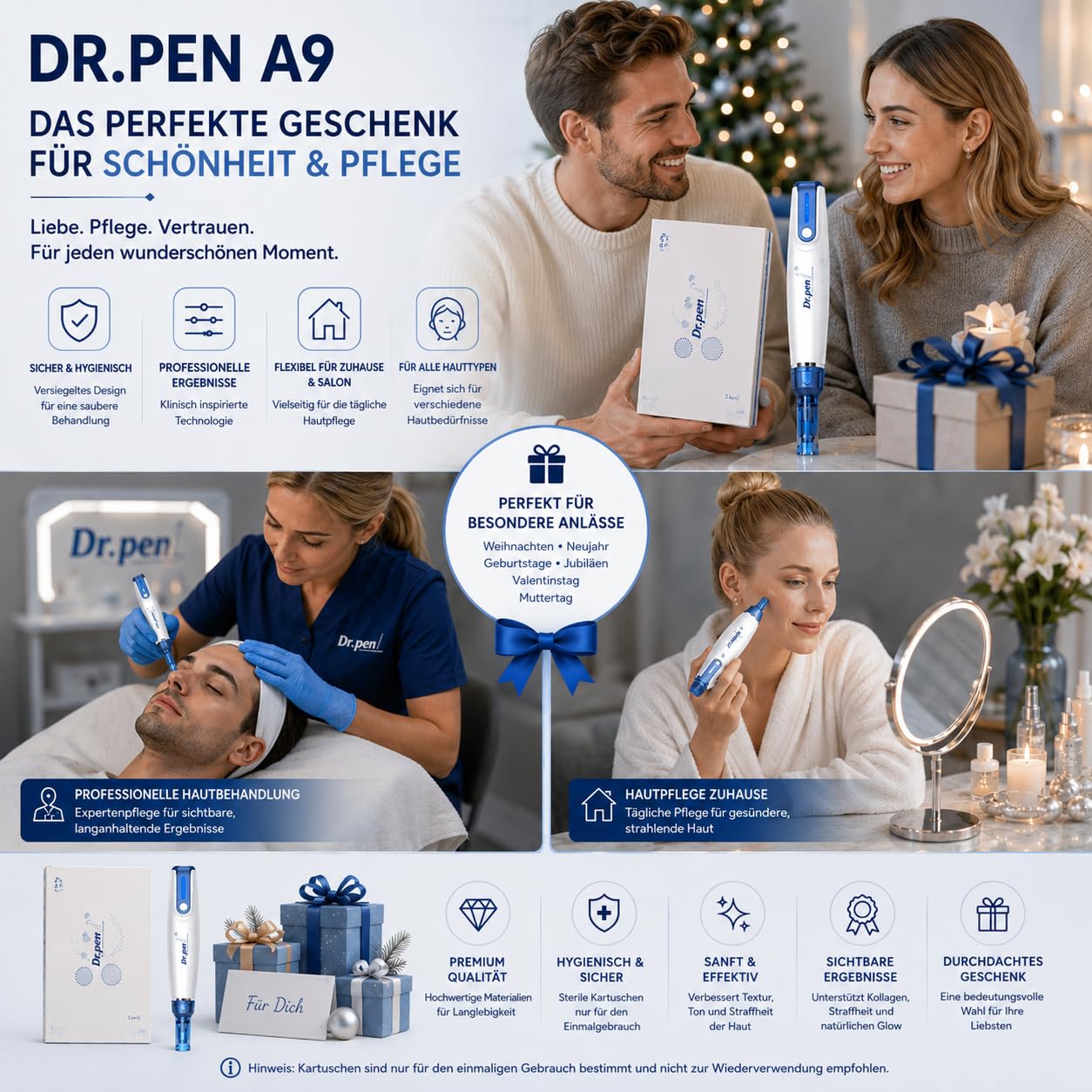 Dr. Pen A9 hautpflege-Pen Set mit 28 Patronen (12×12Pin & 10×36Pin & 6xNanoR), Kabellose, 6 Geschwindigkeitsstufen & LED-Anzeige für Hautpflege, Feine-Linien-Verbesserung & Hautbild-Optimierung