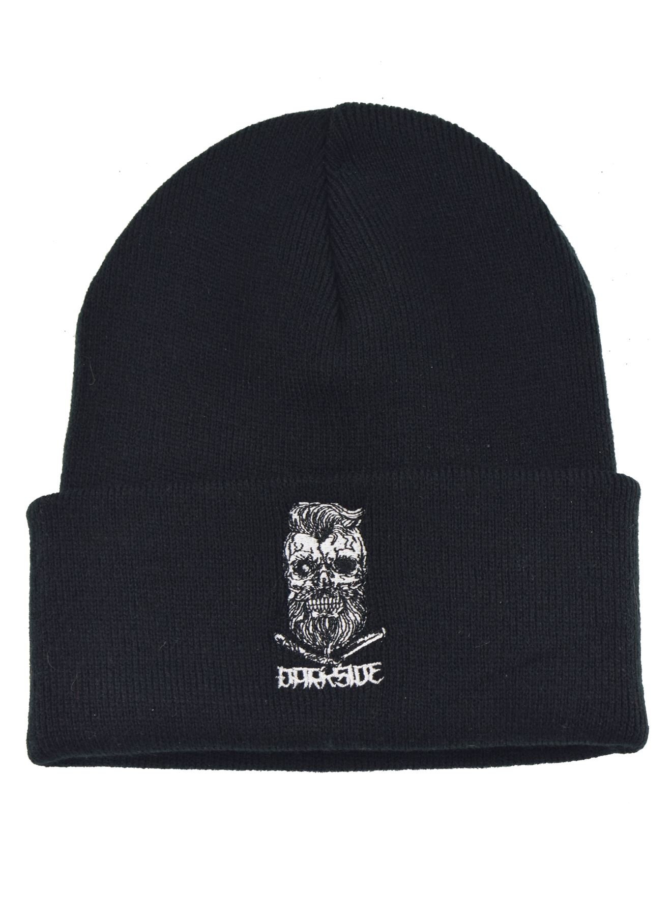 Darkside Men's Black Bearded Skull Beanie Genuine Alternative Tattoo Knitted Embroidered Beanie Hat