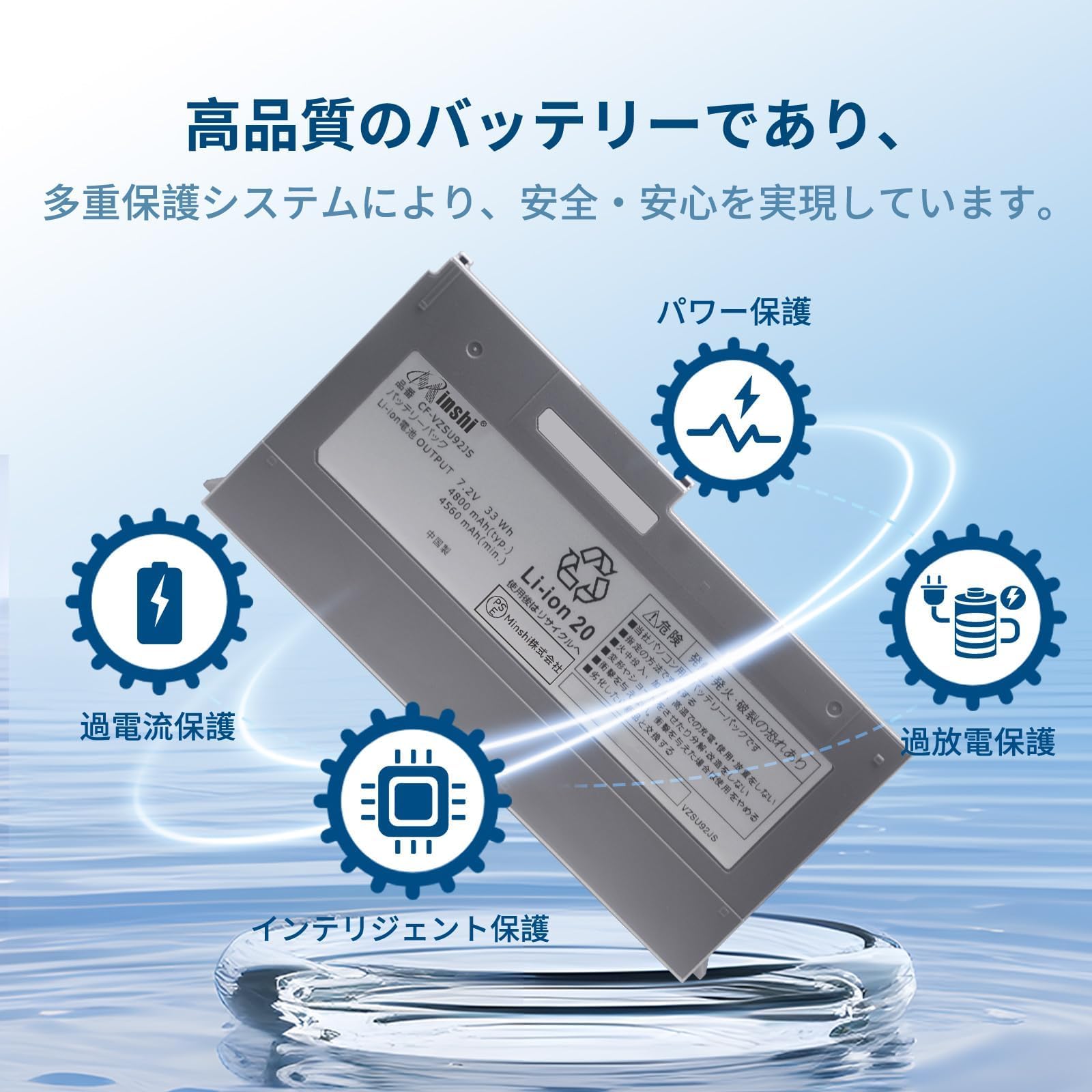 G GLOBALSMART パナソニック対応 バッテリー 7.2V 4560mAh