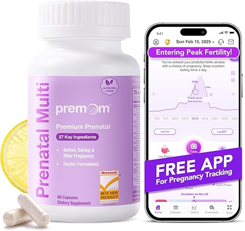 Premom Prenatal Vitamins for Women - Conception for Her Multivitamin: 27 Nutrients, Includes 680mcg Methyl Folate + Choline + Iron, Traceable