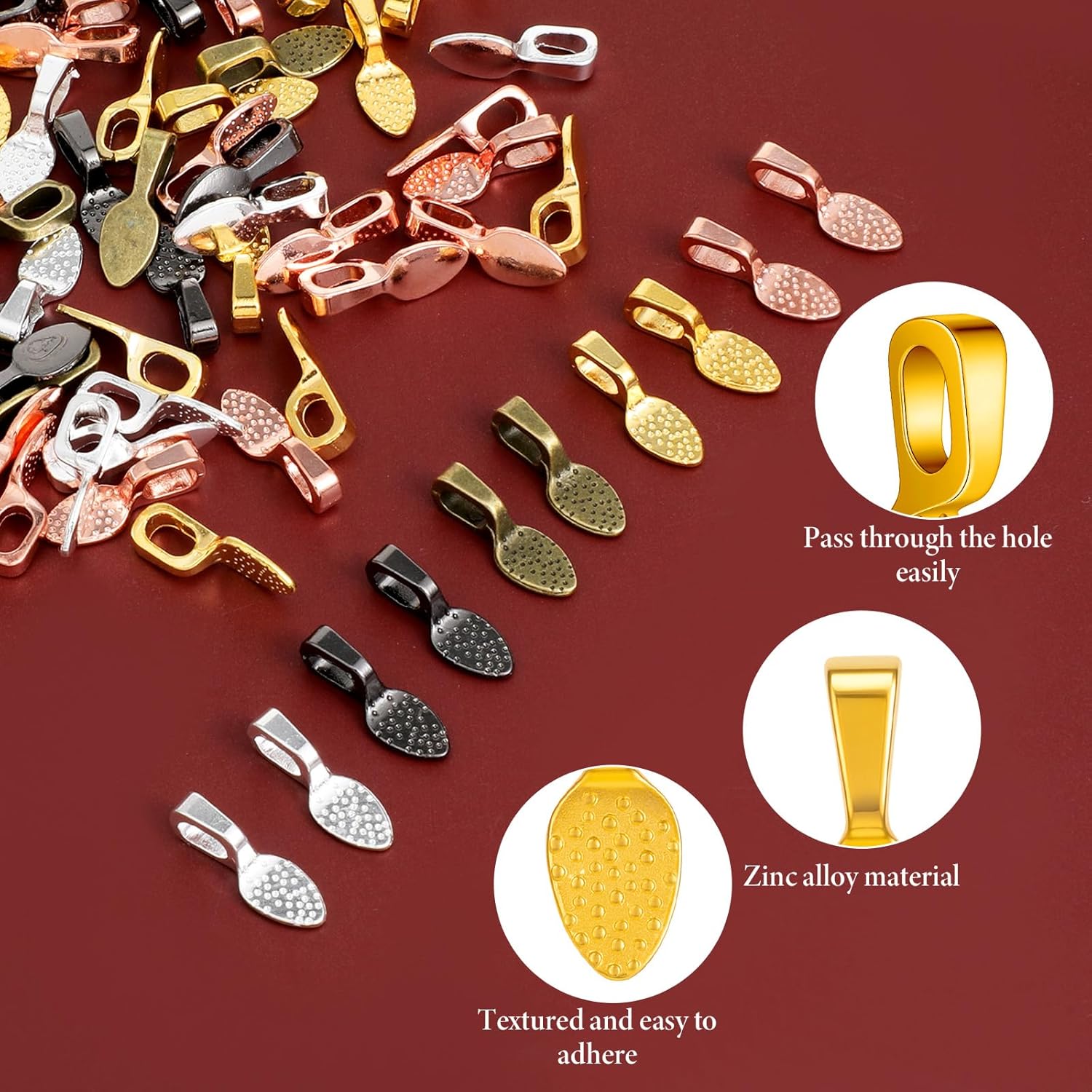 150 Pcs Spoon Glue On Bails Pendants, Jewelry Necklace Bail Tag Jewelry Bails, Charms Connector Hanger For Diy Crafts And Jewelrys Making Supplies - Image 2