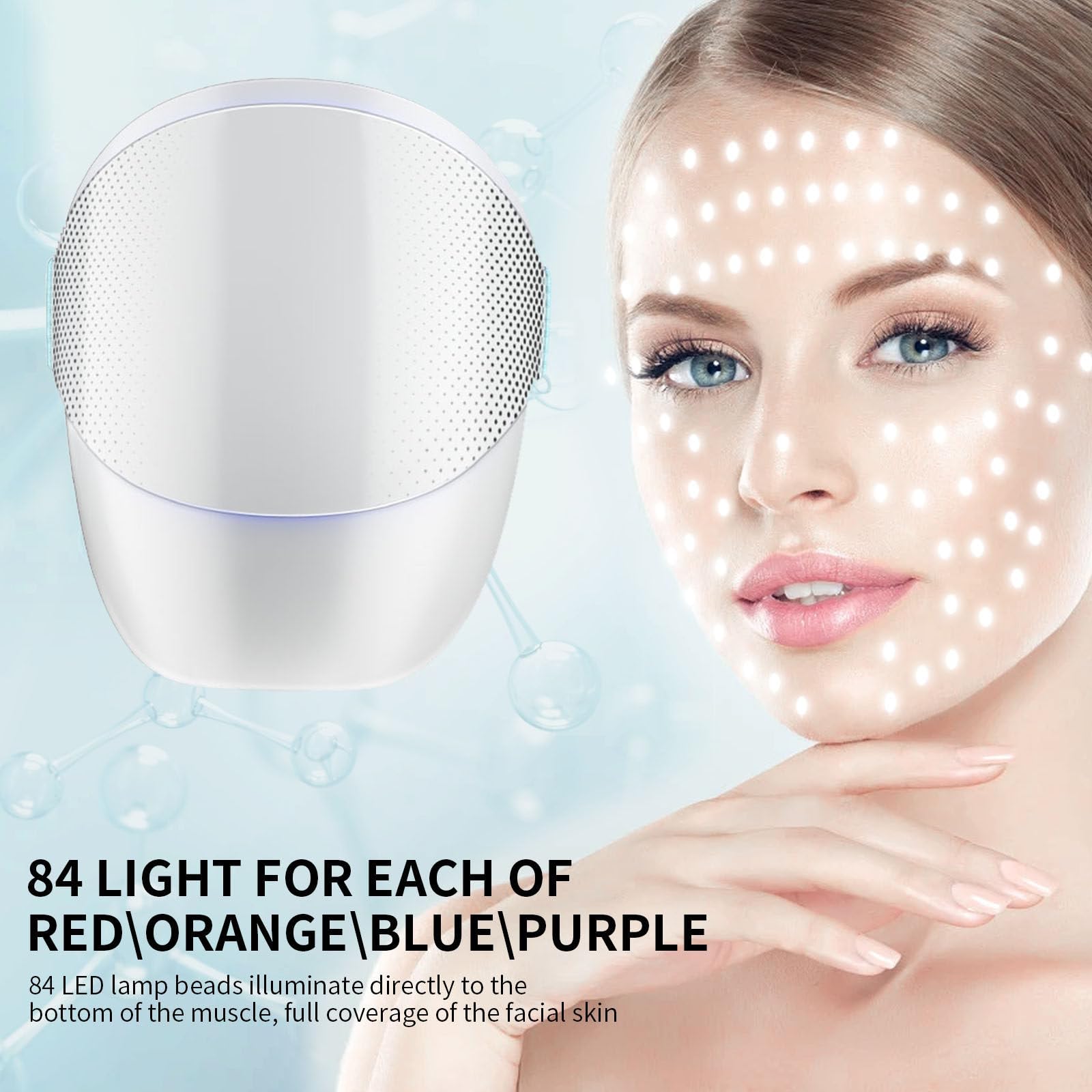 Máscara de belleza LED Reparación de eliminación de acné inalámbrica Antienvejecimiento Máscara de luz de fotones LED Dispositivo de masaje de salón de belleza,B