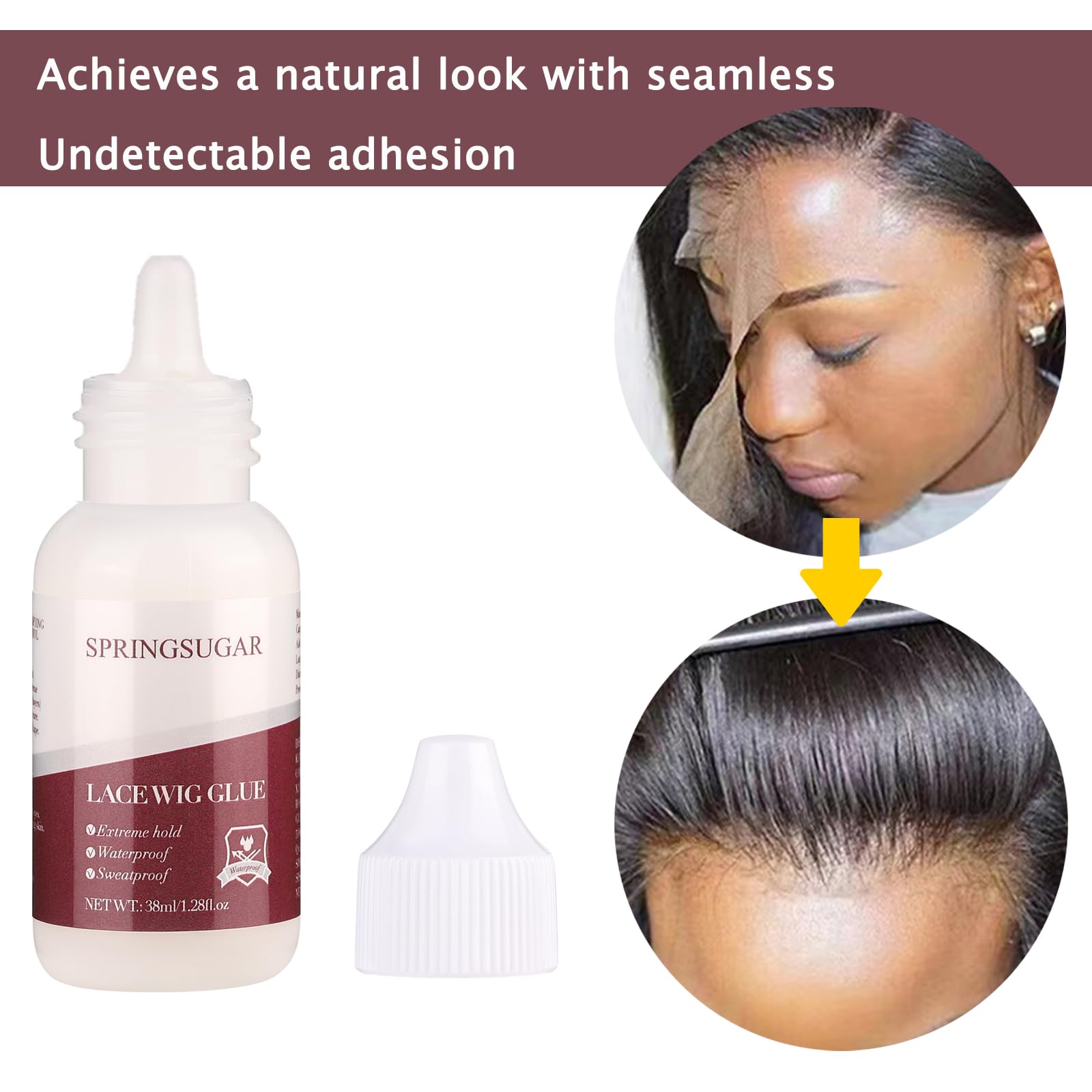 Wig Glue + Lace Wig Glue Remover Kit, Waterproof Strong Hold Wig Glue Kit, Lace Glue for Front Lace Wig 1.7OZ, Lace Glue Remover for Tape in Extension