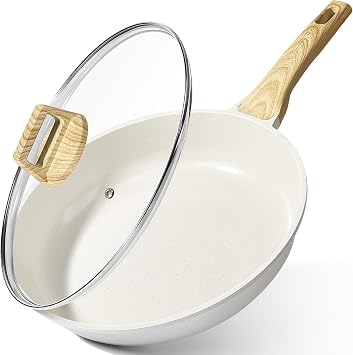 GiPP Frying Pan 11.0 inches 28 cm with Lid, Compatible with IH and Gas Stoves, Non-stick Frying Pan with Heat-Resistant Handle, Ceramic Coating, Harmless to the Body, Easy to Clean, High Heat