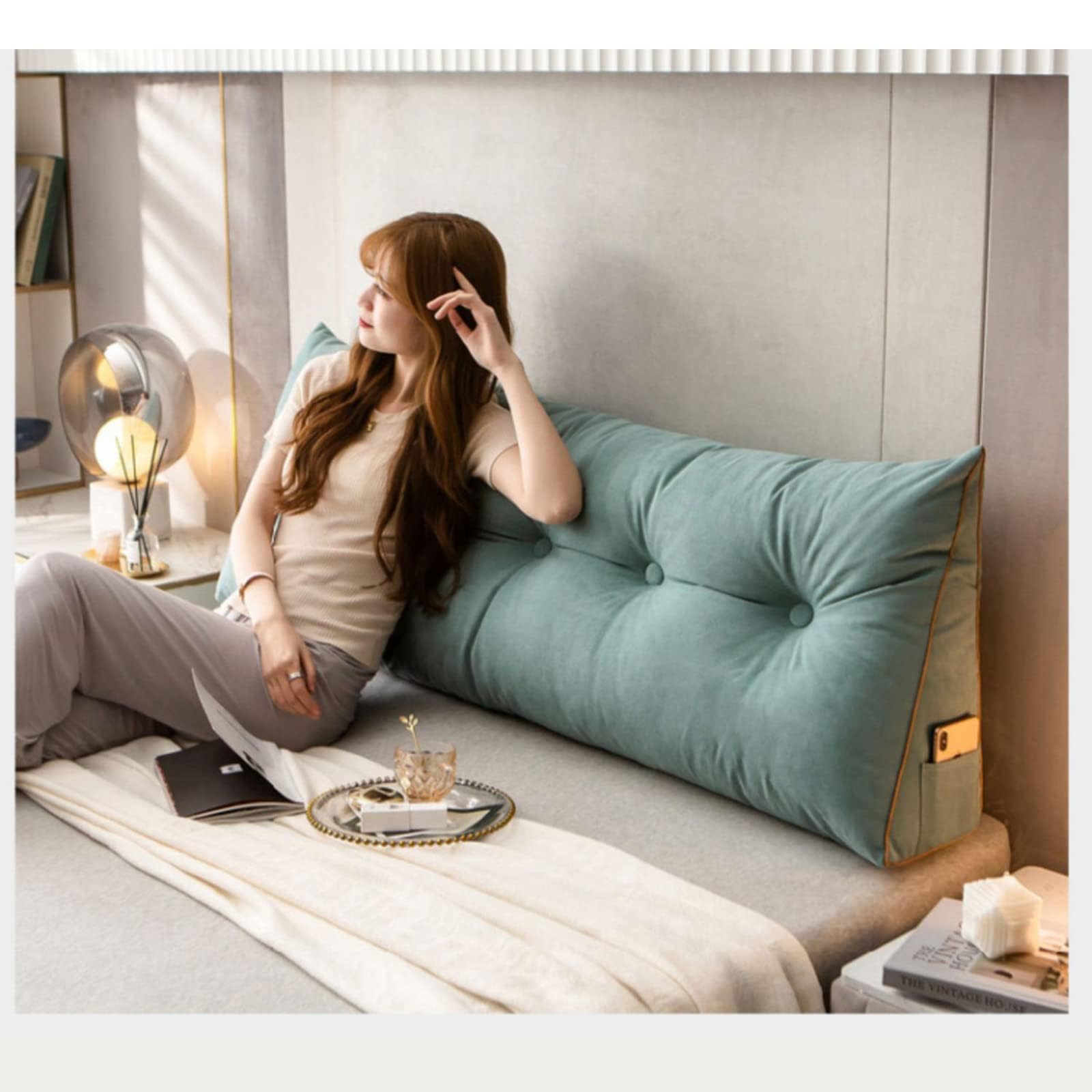 Cuscino Da Lettura Grande 200x50cm - Schienale Per Letto E Divano, Morbido E Lavabile, Ideale Per Leggere E Relax - Foto 3