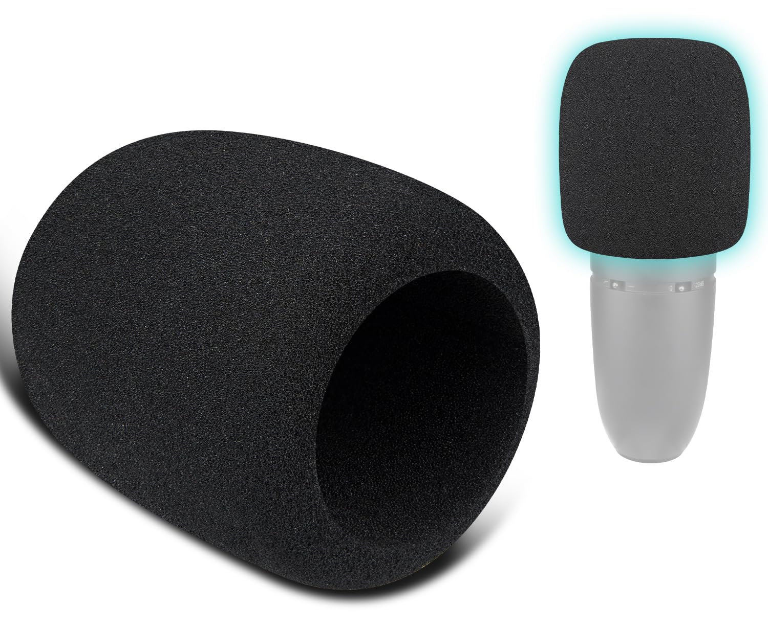 SOULWIT 2Pcs Microphones Pop Filter for AKG P120/P220/P420 Condenser, Protective Mic Cover Windscreen Foam - Black