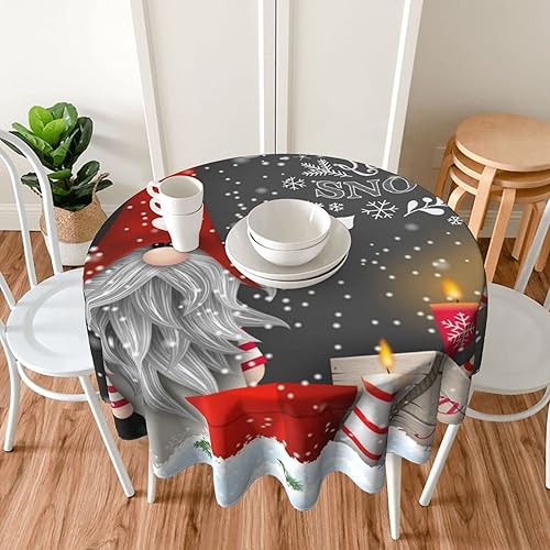 Miniatura 5 de Fiephvsa Mantel de 60 pulgadas con diseño de gnomo de Navidad, copos de nieve de invierno, impermeable, lavable, para fiestas, banquetes, decoración