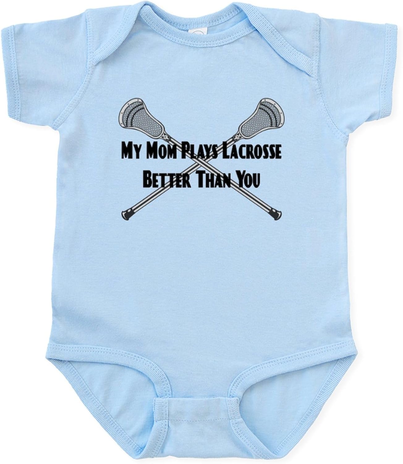 CafePress Lacrosse My Mom Plays Better Infant Bodysuit Cute Infant Bodysuit Baby Romper