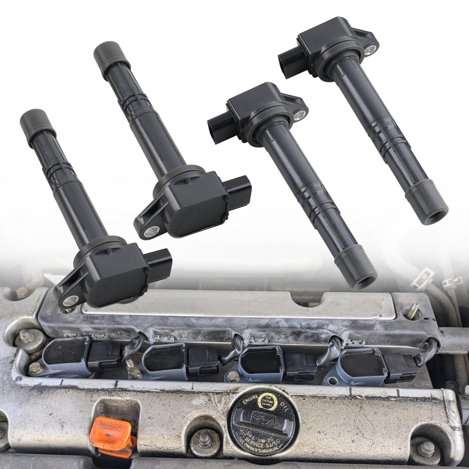 Set di 4 bobine di accensione compatibili con Acura CSX RSX Honda Accord Civic Si CR-V Element S2000 2002-2011 Motore L4 2,0L 2,2L 2,4L sostituisce 30520-PNA-007, 099700-115, 30520-RRA-007