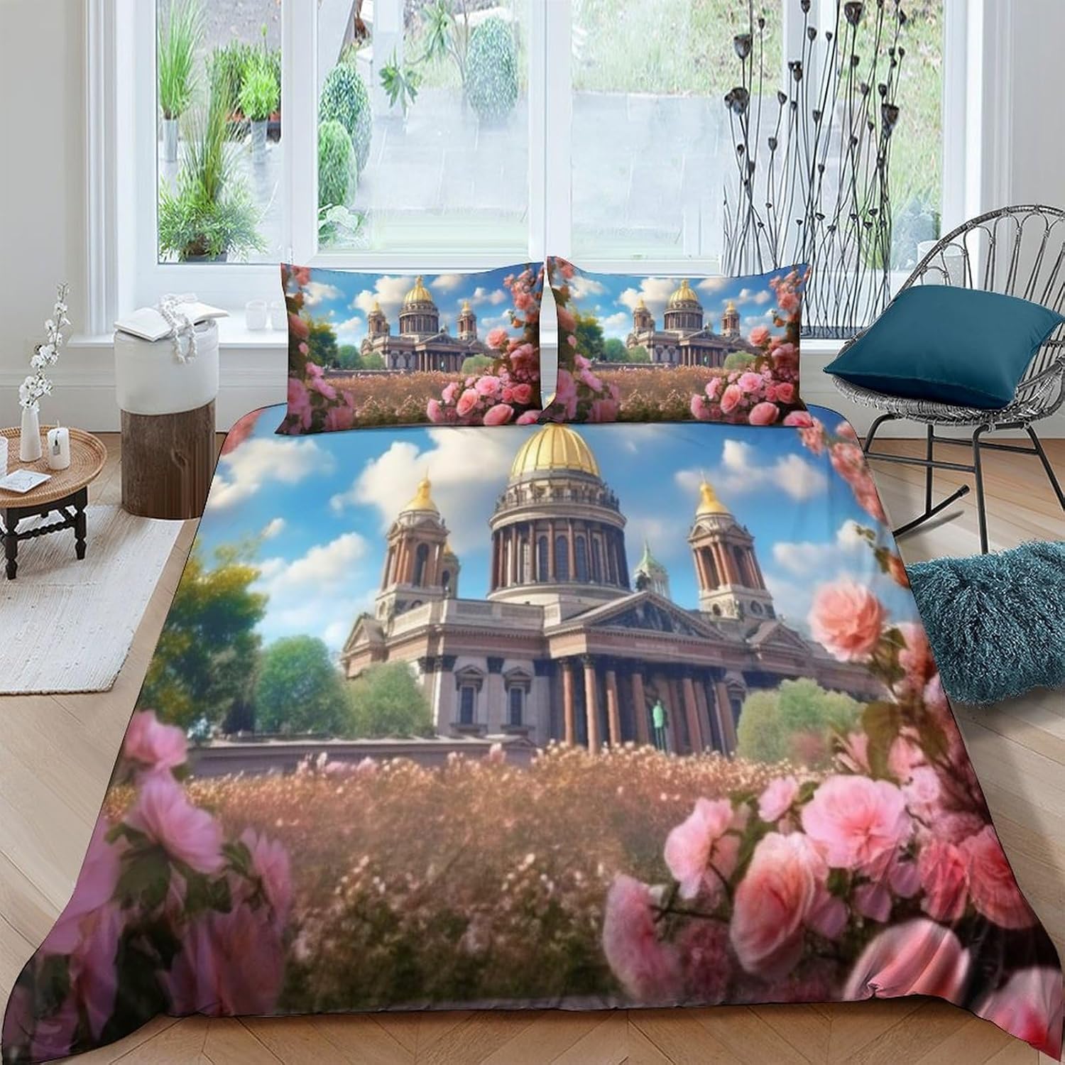 Ensemble de literie 3 pièces 240x220 paysage urbain pour adultes et enfants