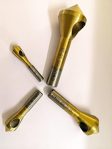 Miniatura 6 de Juego de brocas avellanadas de titanio, 4 brocas de 90 para madera y metal, kit de brocas avellanadoras de acero de alta velocidad