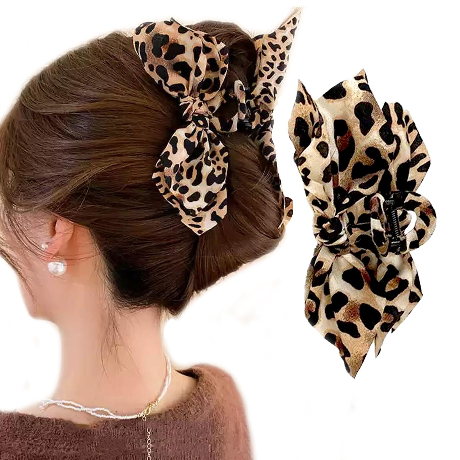 Leopard Hair Claw Clips for Women - Cheetah Print Hair Clips, Non-Slip Strong Hold Jaw Clips, Fashion Hair Accessories for Thick Hair, Brown Leopard Barrettes (Animal Print)