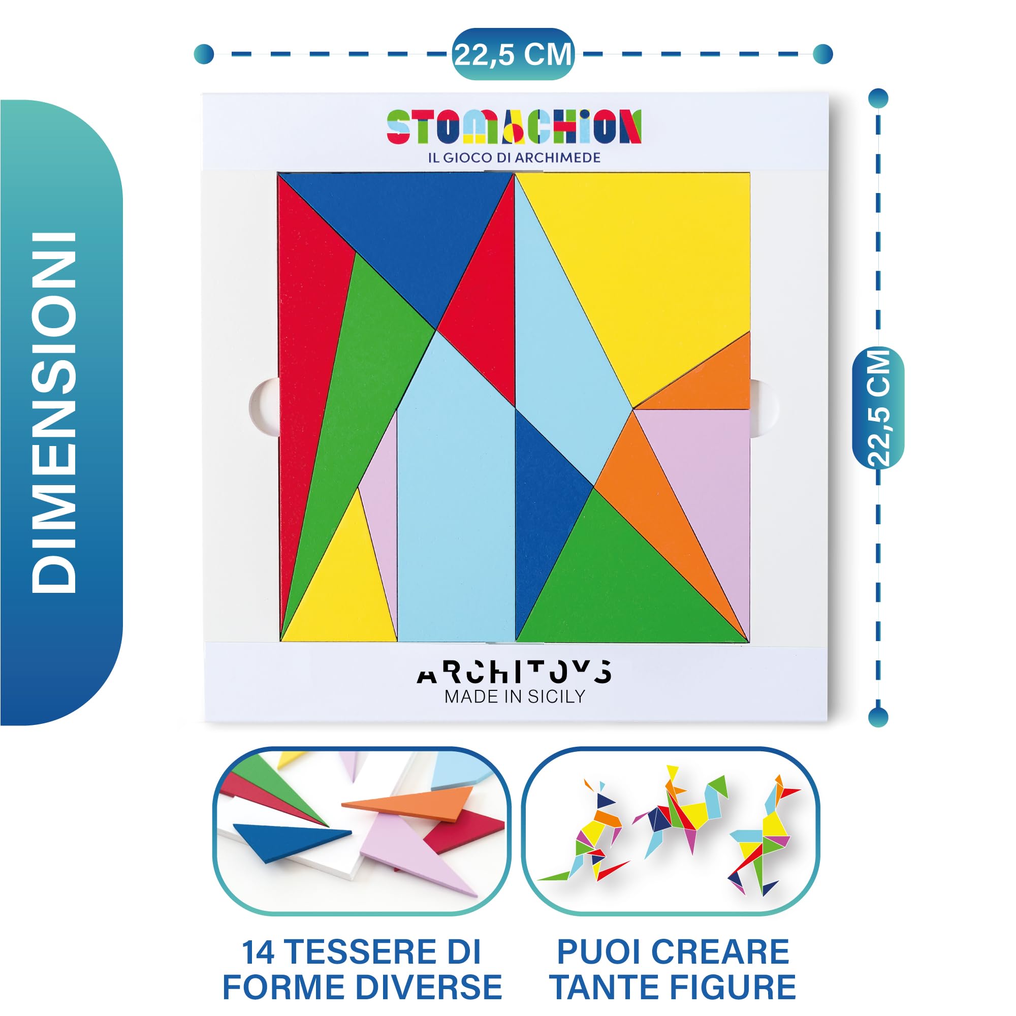 ARCHITOYS | Stomachion d’Archimède – Puzzle en Bois pour Tous – Un véritable Jeu de logique, Rien à Voir avec Le Tangram – (Grand)