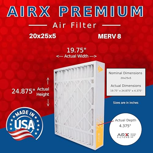 Miniatura 2 de AIRX FILTERS WICKED CLEAN AIR. Filtro de aire MERV 8 de 20 x 25 x 5 compatible con Honeywell FC100A1037 filtro de repuesto 2 unidades