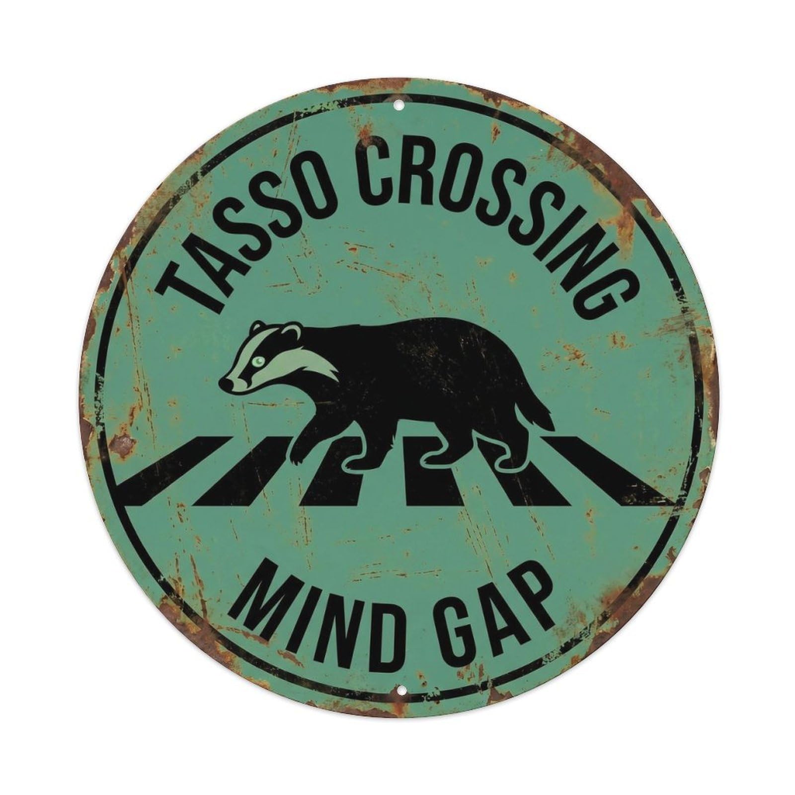 Metal Tin Sign Tasso Crossing Worn