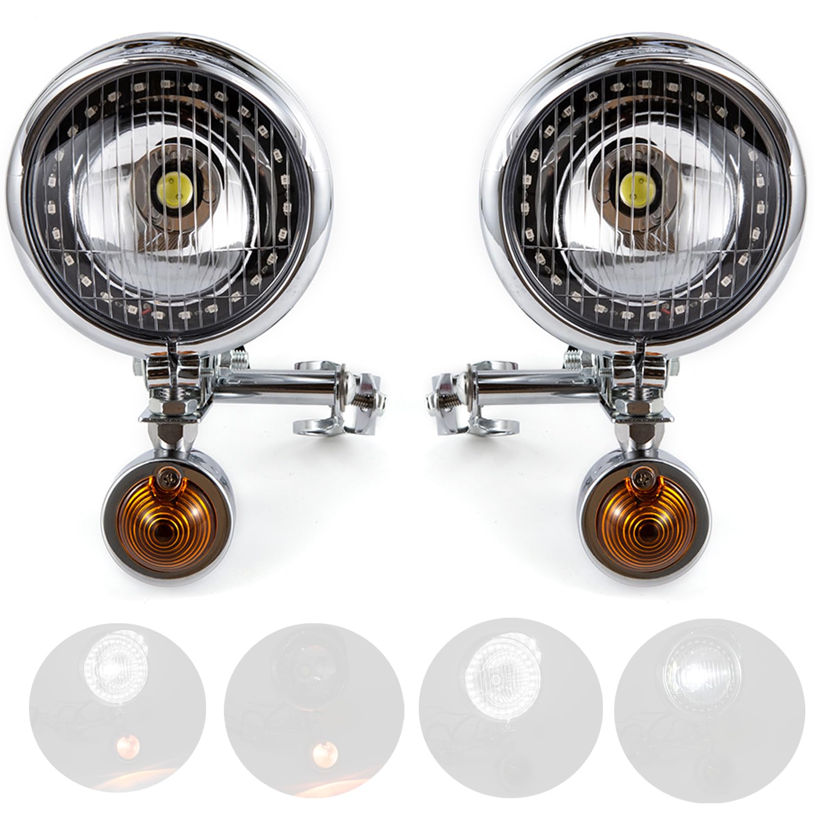 Universale Faretti Moto Supplementari Chrome Fendinebbia Moto Cromati Fari Supplementari LED Compatibili Con Shadow VT 750 1100