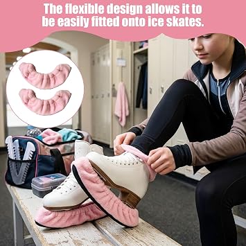 Ice skate covers, ice skating accessories microfiber blade protectors, soakers pink size M for hockey figure ice skates