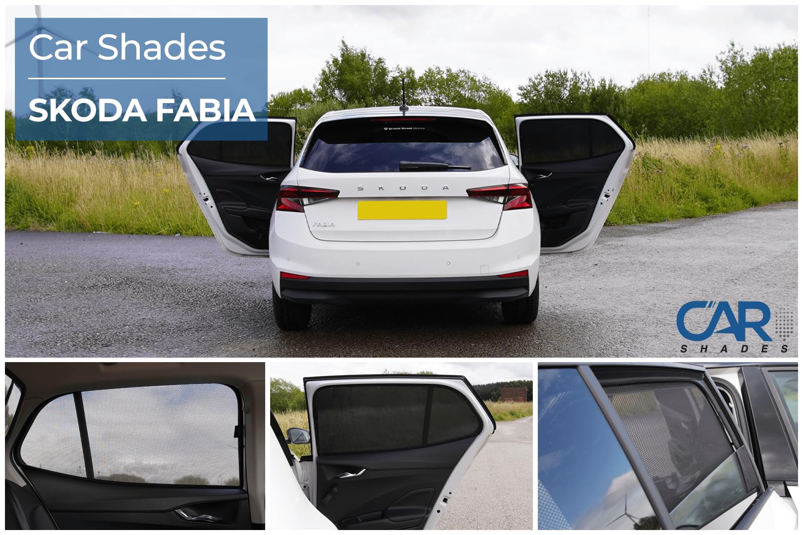 CAR SHADES Set (Porte Laterali Posteriori) Compatibile con Skoda Fabia IV 2021- (2-Parti) Tendine Parasole su Misura