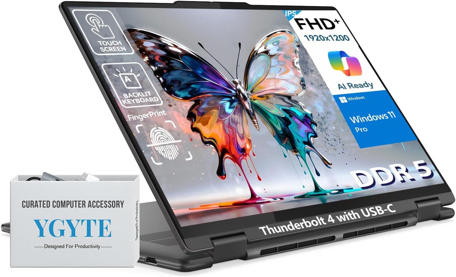 Lenovo Yoga 7i 2 in 1 מסך מגע למחשב נייד, 16 אינץ' FHD+ 360 מתקפל מסך מגע מתקפל, Intel Core Ultra 7, מחשב נייד Windows 11, מחשב נייד 16GB DDR5 RAM 512GB SSD, תאורה אחורית 10 מקשים, טביעת אצבע, טביעת אצבע