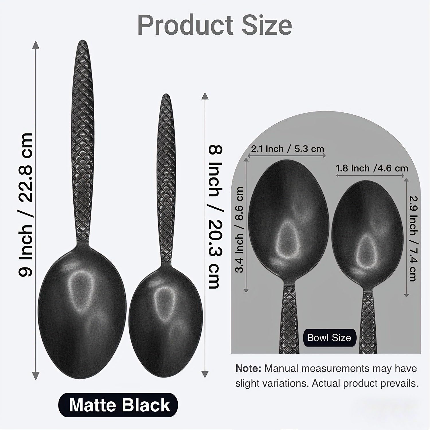 Kunz Stytle Spoons - Juego de cucharas de chef profesionales para untar, chapar, quenelle, servir, salsas, juego de cucharas de inspiración vintage de 8 y 9 pulgadas, herramientas de chapado