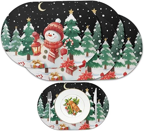 Miniatura 66 de Juego de 6 manteles individuales lavables para mesa de comedor, resistentes al calor, mesa de cocina, decoración del hogar, lavable, ovalada, de