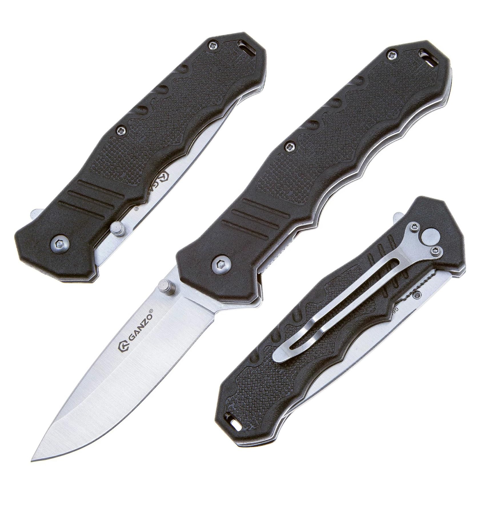 Ganzo G616 Folding Pocket Knife, 3.11" Razor Sharp 440C Steel Blade ABS-plastic Handle with Clip Outdoor Foldable Pocket Knife Hunting Fishing Hiking