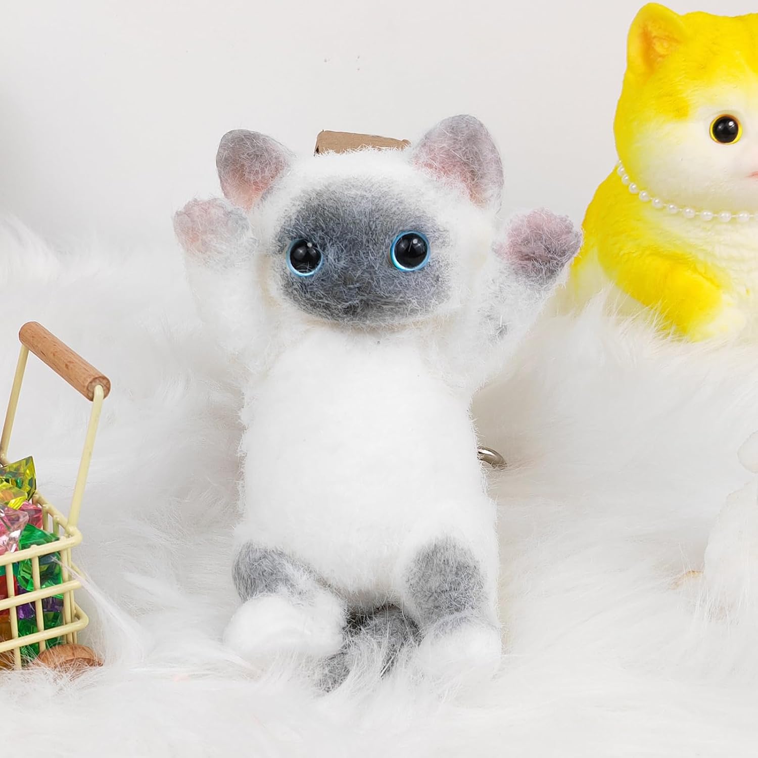 Big Hand Painted Cat Squishy Toys，Large Cute Ultra Soft Kitty Squeeze Fidget Toys for Stress Relief ,Kawaii Squishies Sticky Animal Toys for Adults Kids,Decompression Sensory Balls Toys for Autism