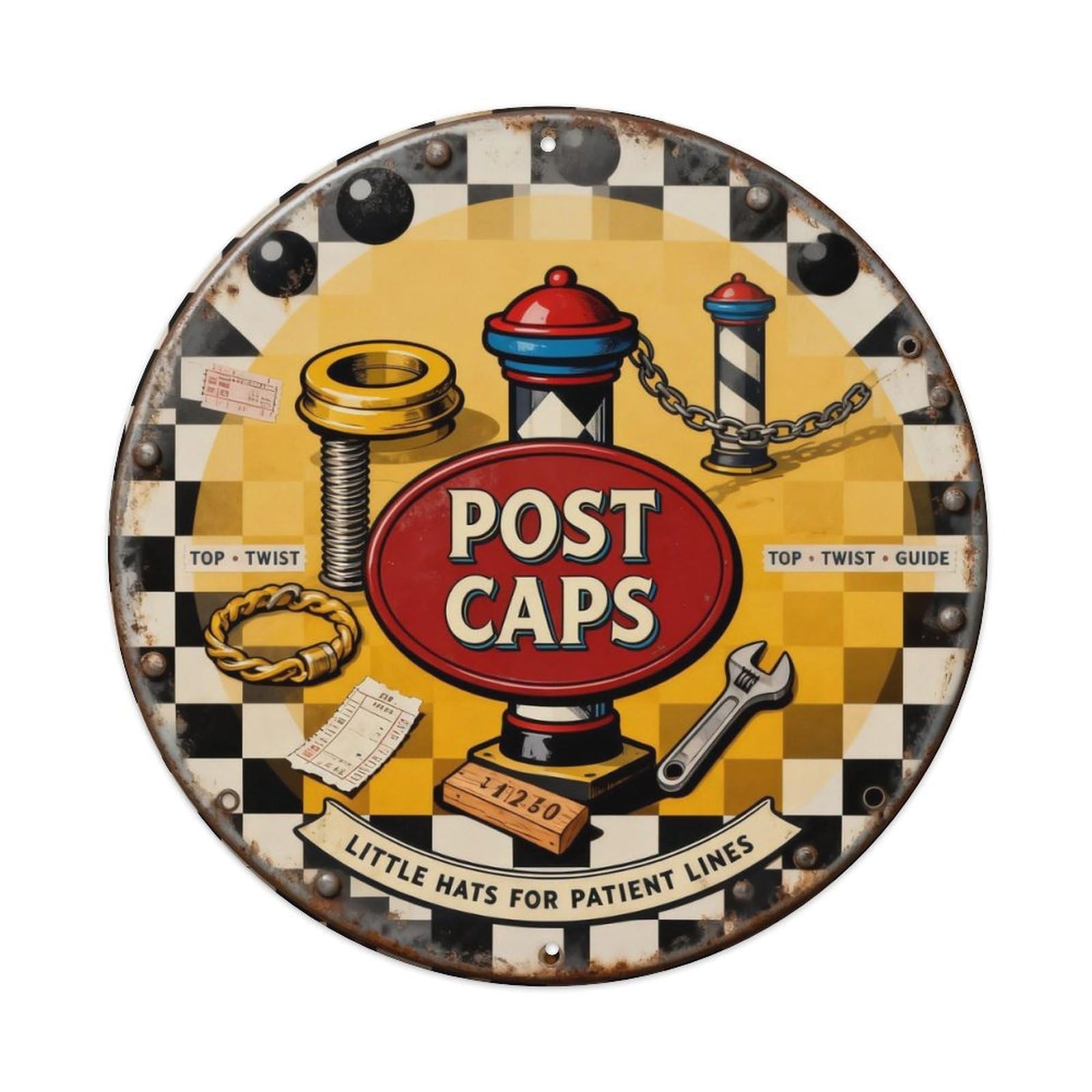 Post Caps Sign Metal Tin Sign Plaque