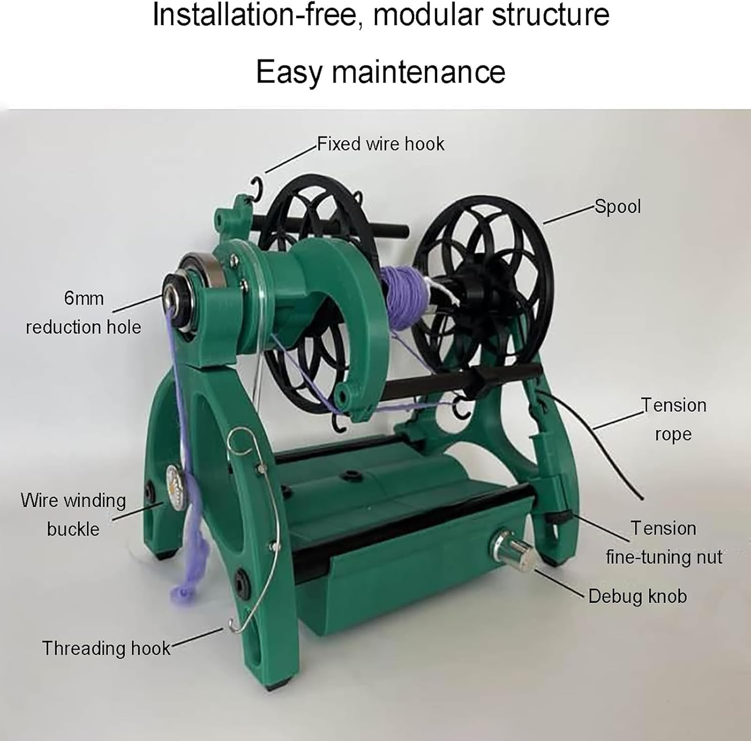 Adjustable Speed Wool Yarn Winding Machine,12v Yarn Spinning Wheel, 800rpm 4 Ounce Capacity, Forward/Reverse Switching, with 3 Spools for Yarn Weaving DIY