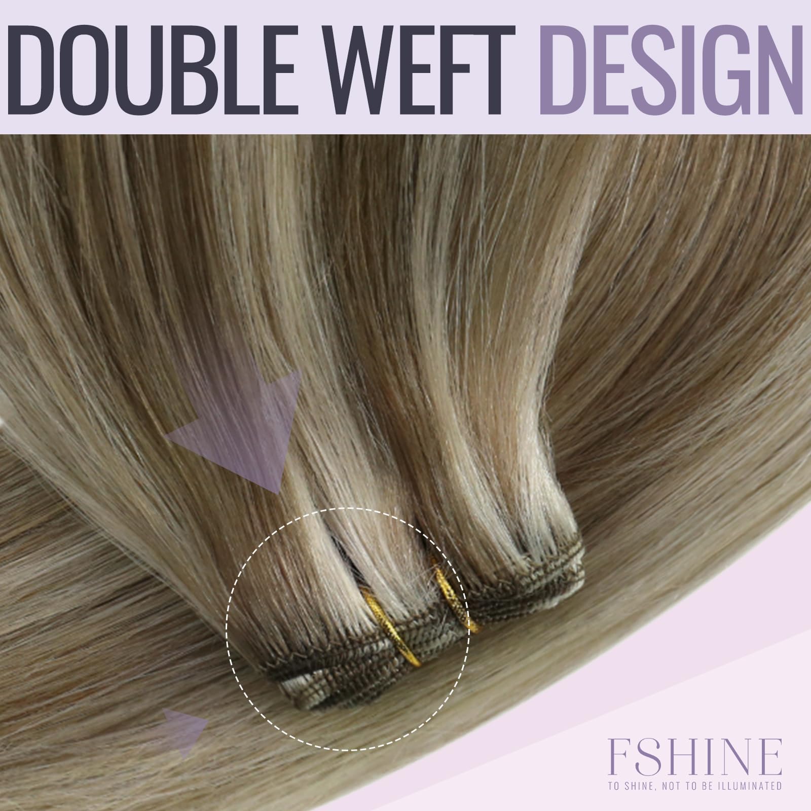 Fshine Matassa Capelli Veri Tessitura 30CM 80g Extension Capelli Veri Cucire Marrone Chiaro Alto Biondo Platino Weft Real Hair Extensions Matassa Capelli Remy #8P60