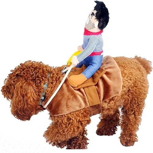 Miniatura 7 de Disfraz de vaquero para mascotas, disfraz de perro estilo jinete, traje de mascota para llevar perros (XS)