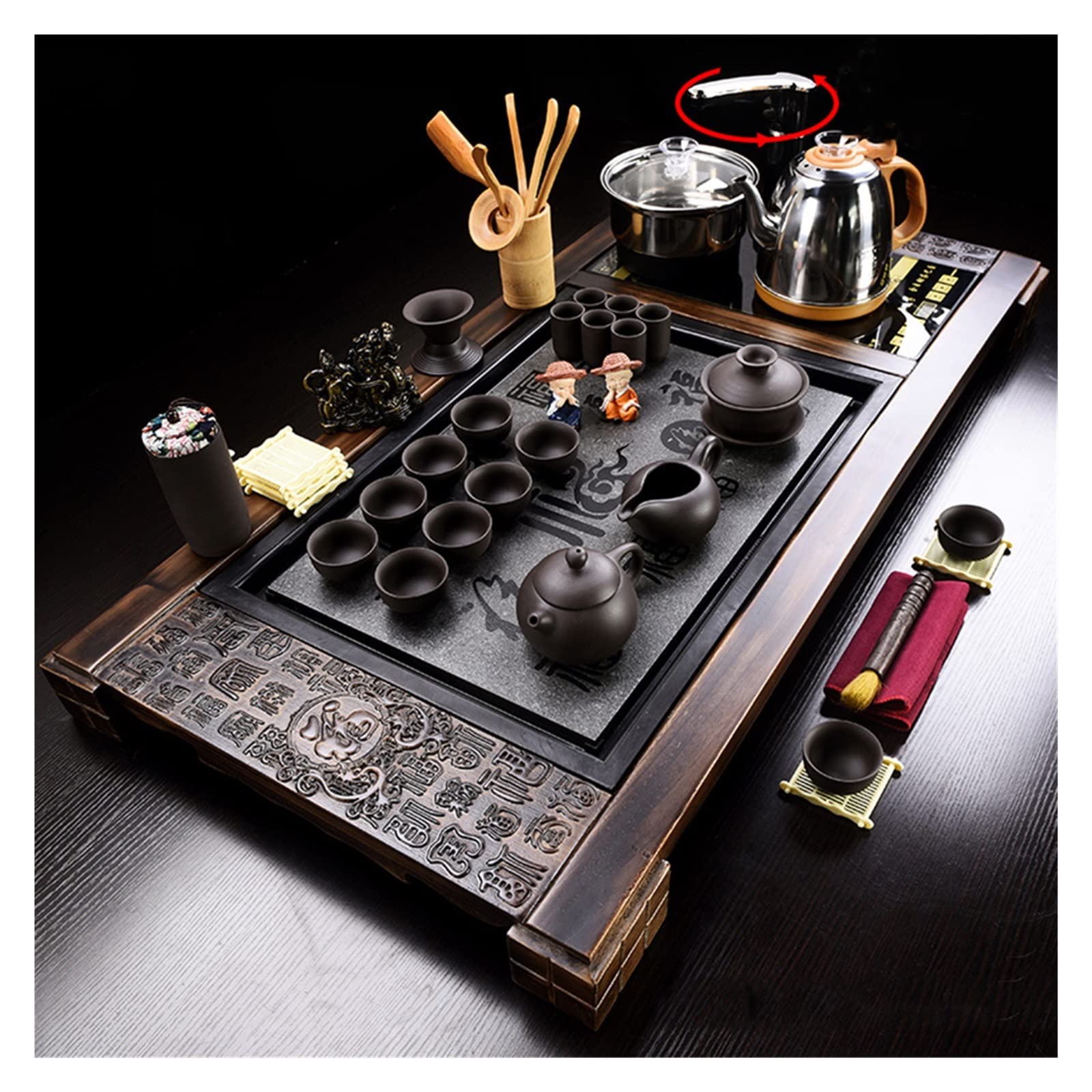 DFGHNBVC Tea Set,Tea Serving Tray Kung Fu Tea Set With Wood Fully Automatic One Kung Fu Tea Set Home,A Whole Set Of Small Tea Ceremony Tea Tray Tea Small Tea Table Tea