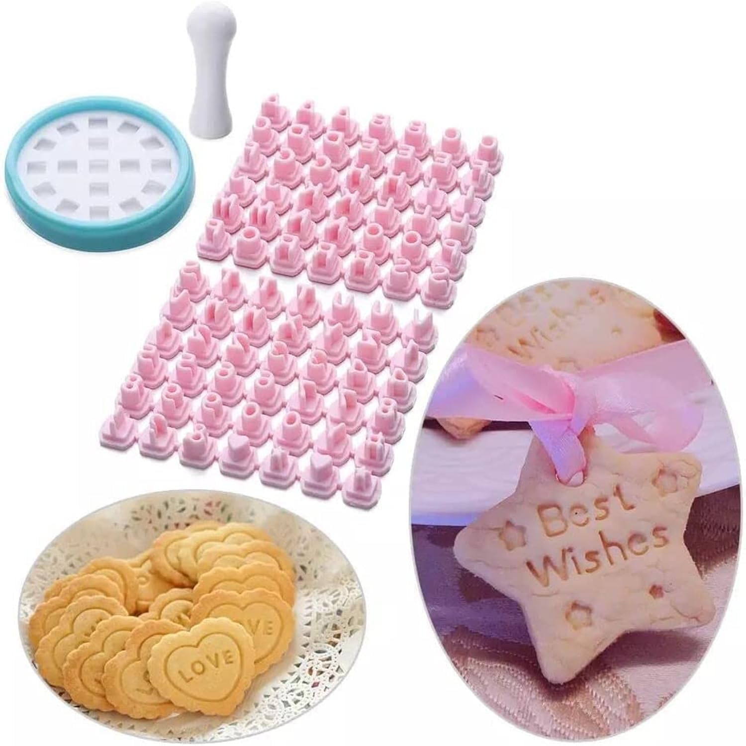 Alphabet Cookie Cutter Set Plastic Mini Fondant Cutters Mold Art Number Letter Stamps for Cake Decorating Tools.(Random Color)