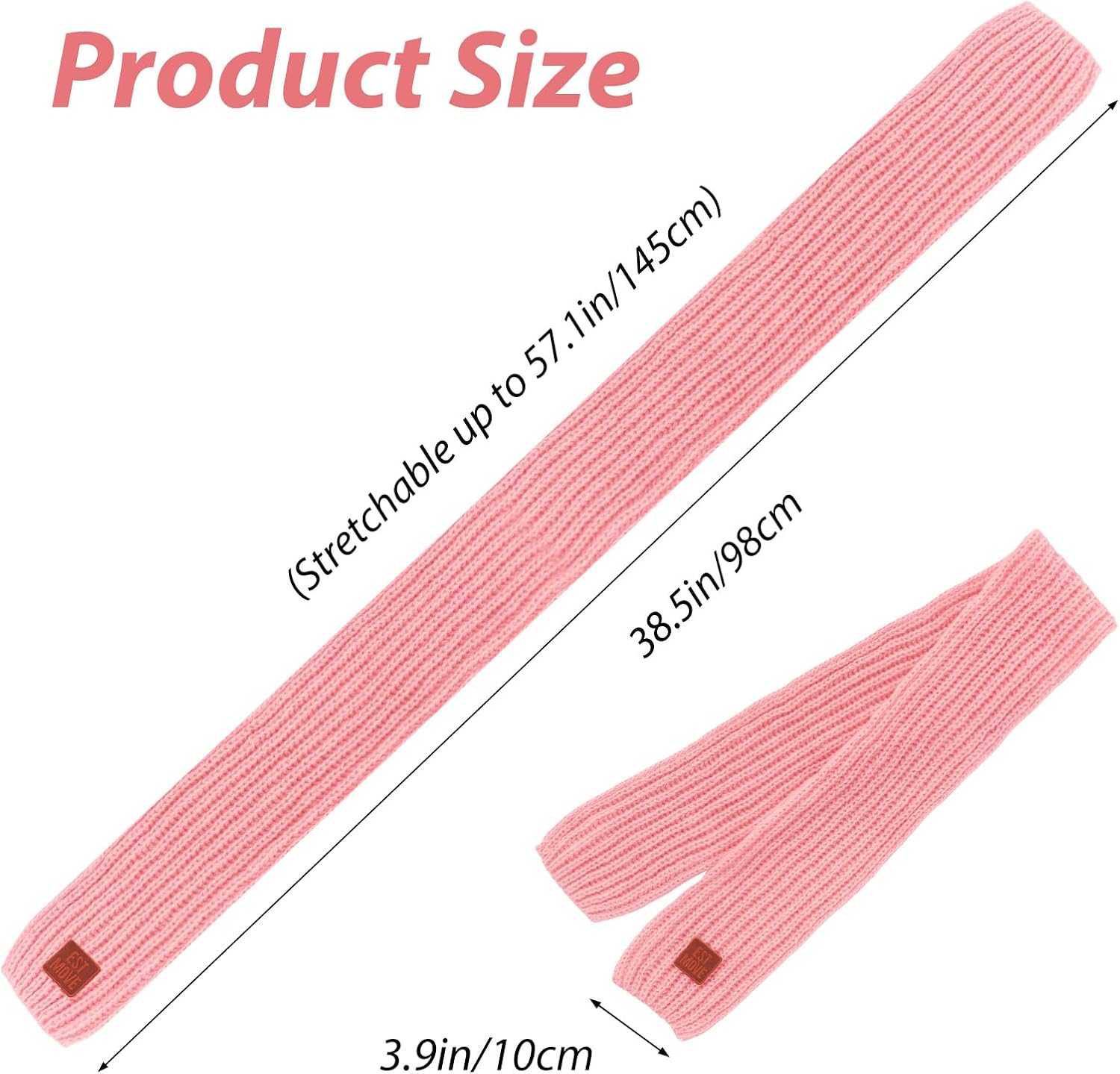 Avxdbr Pink Knitted Scarf Soft Warm Winter Neck Warmer for Girls Cozy Solid Color Knit Muffler Fashion Cold Weather Accessory