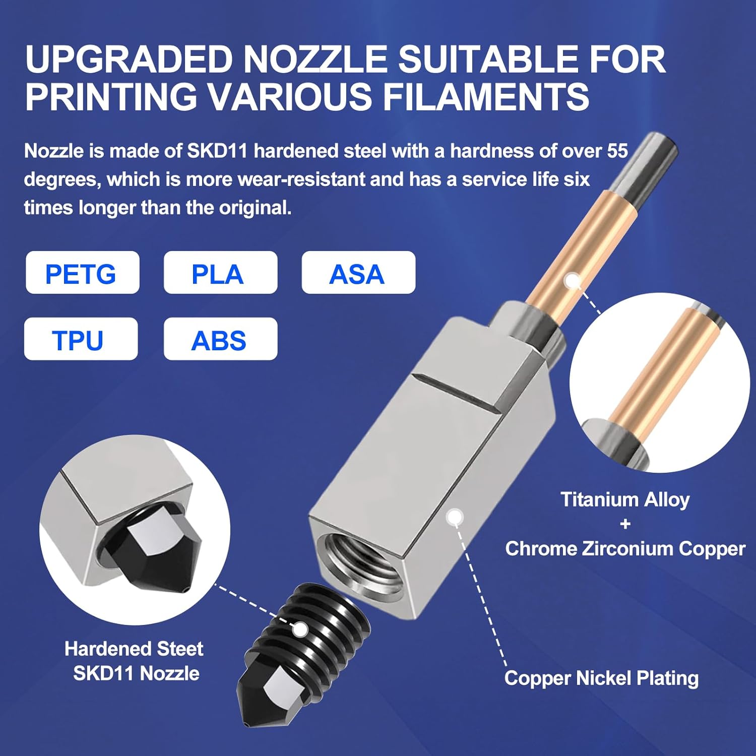 Bambu Lab P1P/P1S用ホットエンドキット、硬化スチールノズル付き3Dプリンターホットエンド交換、0.4mm、Bambu