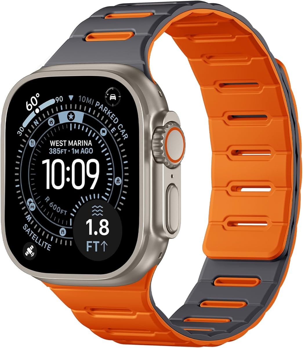 Bandletic Double Sided Magnetic Band Compatible with Apple Watch Bands for Men Women 49mm 46mm 45mm 44mm 42mm, Soft Replacement Loop Strap for iWatch series 11 10 9 8 7 6 5 4 3 2 1, SE3, Ultra 3 2 1