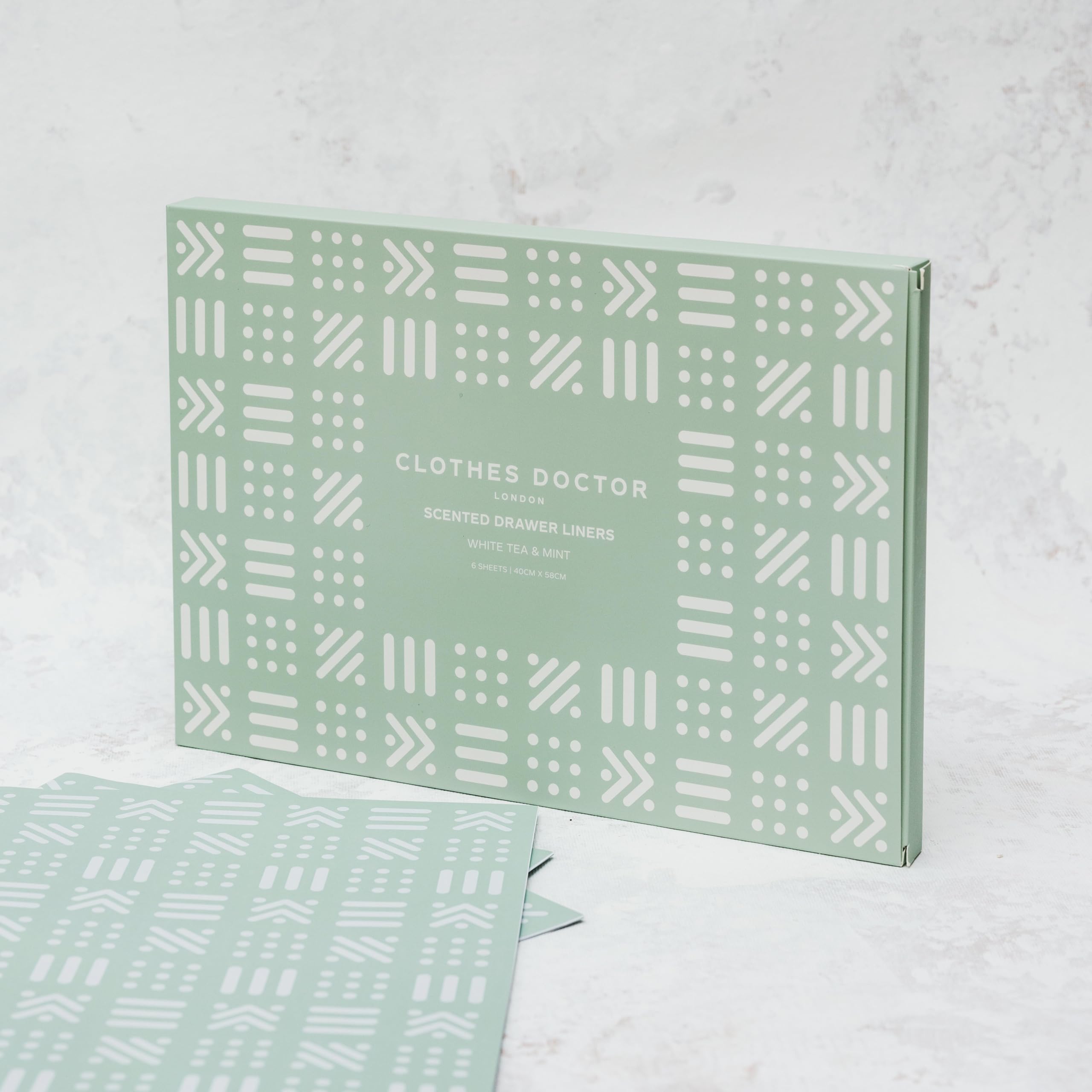 Scented Drawer Liners Infused with Essential Oils - 6 Large Sheets (58cm x 40cm), White Tea & Mint, 40W x 58L cm - Image 3