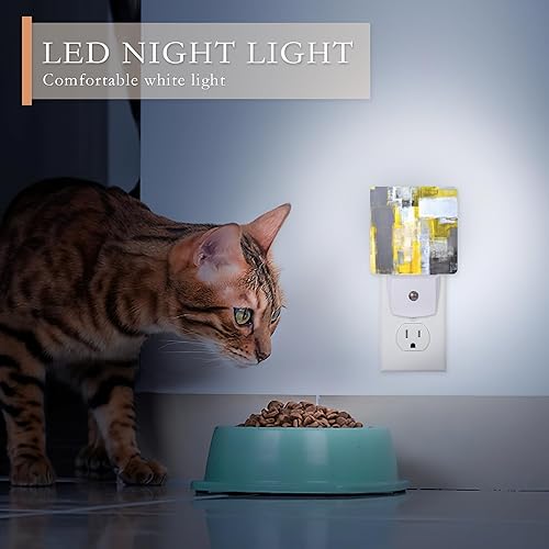 Miniatura 4 de Luz nocturna, luces de noche de arte abstracto gris y amarillo, enchufables a la pared para niños y niñas, decoración media redonda, luz nocturna