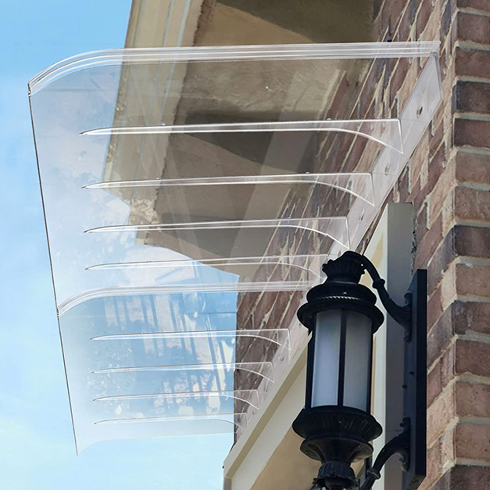 Kddeon Transparent Invisible Front Door Canopy Awning Shelter,Outdoor Cover Porch Canopy,Door Window Garden Canopy Patio Porch Awning,Curved Polycarbonate Cover,Uv Protection Rain Shelter (40X150cm/16"X59")