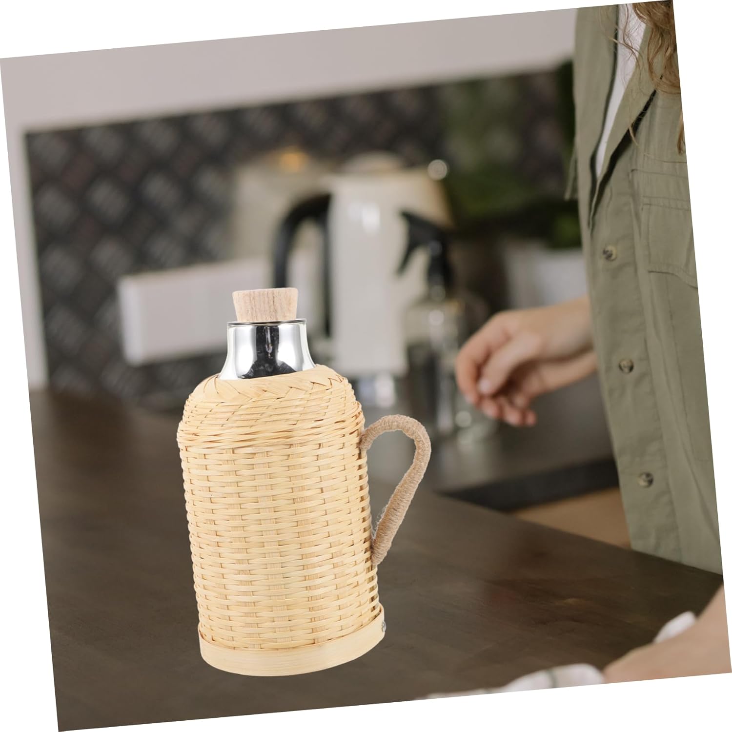 SOLUSTRE Traditional Hand Made Thermal Kettle with Cover Vintage Style Water Bottle for Home Use Capacity Easy to Clean for Hot Water and Tea