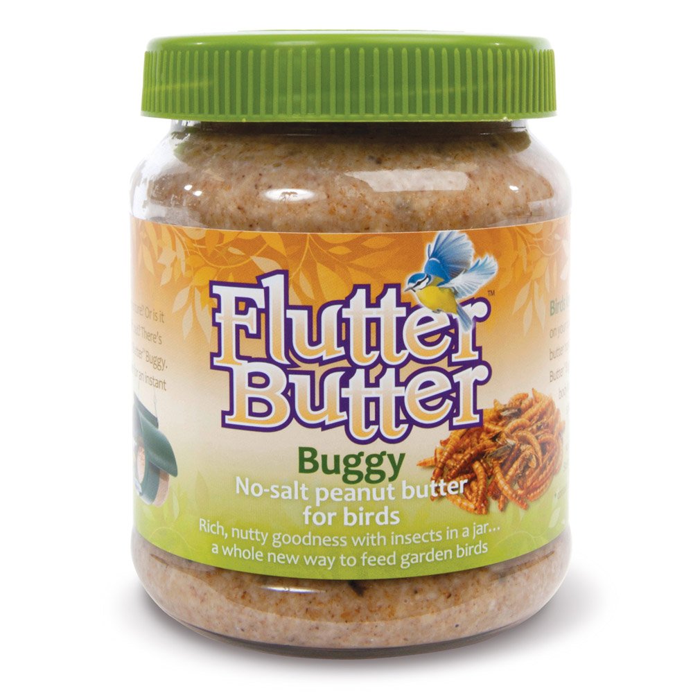 Flutter ButterNo-Salt Flavoured Peanut Butter Jars For Wild Garden Birds, 330g by Happy Beaks (Buggy)